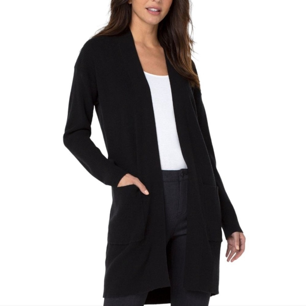 Maison Jules Women's Black Open Front Cardigan Sweater